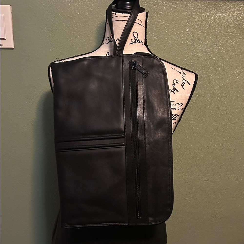 Elegant Black Leather Laptop Bag for Men
